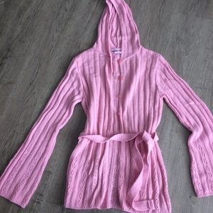 Pink sweater with hoodie